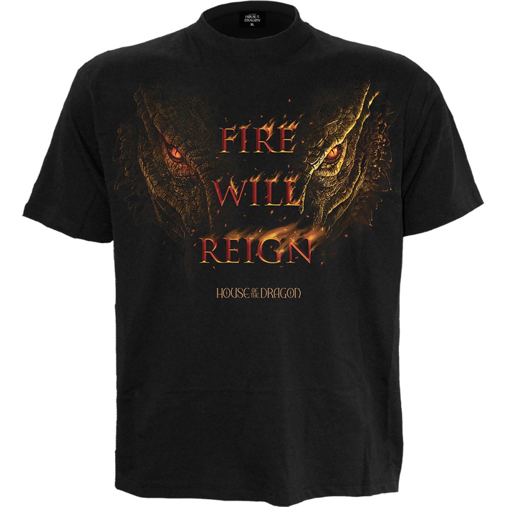 Spiral House Of The Dragon - Hod 2 Fire Will Reign Mens Tshirt - Black